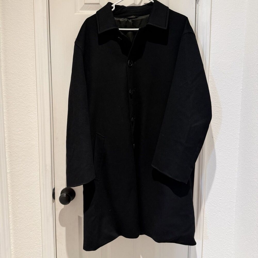 Nordstrom Loro Piana Italy Black Wool Mens Coat 44R Luxury Overcoat Classic